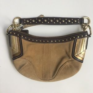 Coach | Gold small suede bag